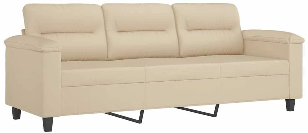 Sofa Sofos komplektas su pagalvėlėmis, 4 dalių, kreminis, audinys