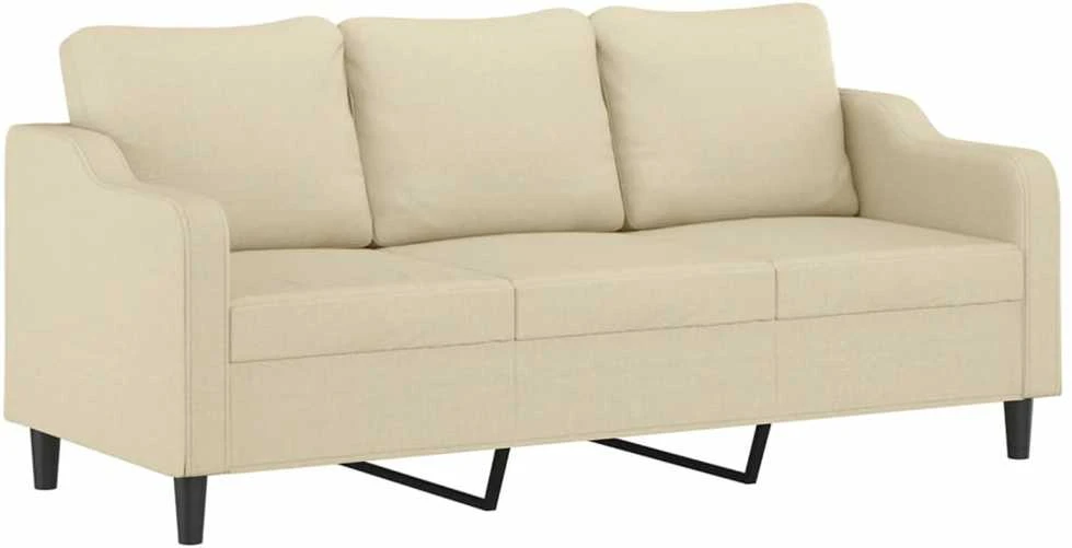 Sofa Sofos komplektas su pagalvėlėmis, 4 dalių, kreminis, audinys