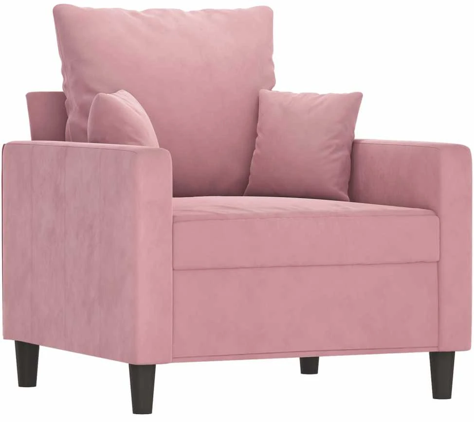 Sofa Sofos komplektas su pagalvėlėmis, 4 dalių, rožinis, aksomas
