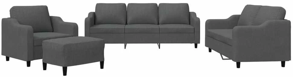 Sofa Sofos komplektas su pagalvėlėmis, 4 dalių, pilkas, audinys