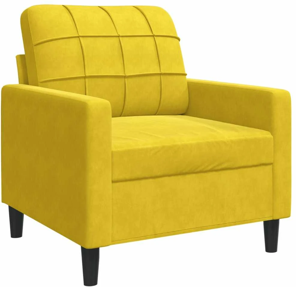 Sofa Sofos komplektas su pagalvėlėmis, 4 dalių, geltonas, aksomas