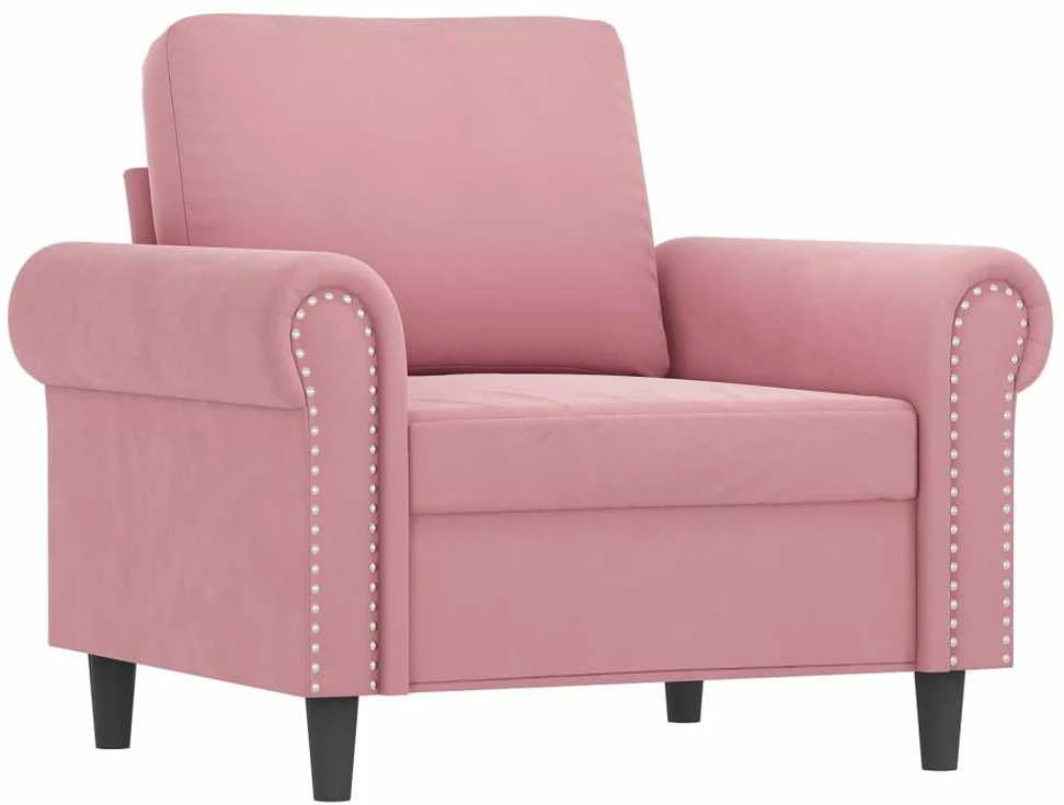 Sofa Sofos komplektas su pagalvėlėmis, 4 dalių, rožinis, aksomas