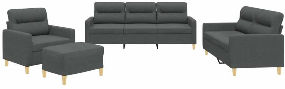 Sofa Sofos komplektas su pagalvėlėmis, 4 dalių, pilkas, audinys