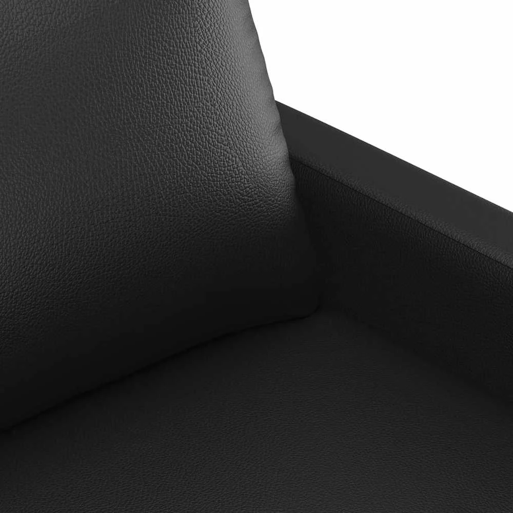 Sofa Sofos komplektas su pagalvėlėmis, 4 dalių, juodas, dirbtinė oda
