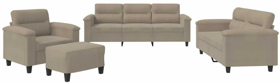 Sofa Sofos komplektas su pagalvėlėmis, 4 dalių, taupe, audinys