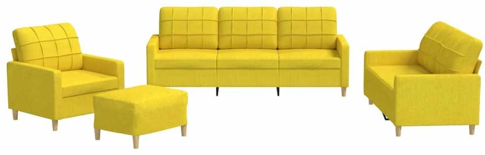 Sofa Sofos komplektas su pagalvėlėmis, 4 dalių, geltonas, audinys