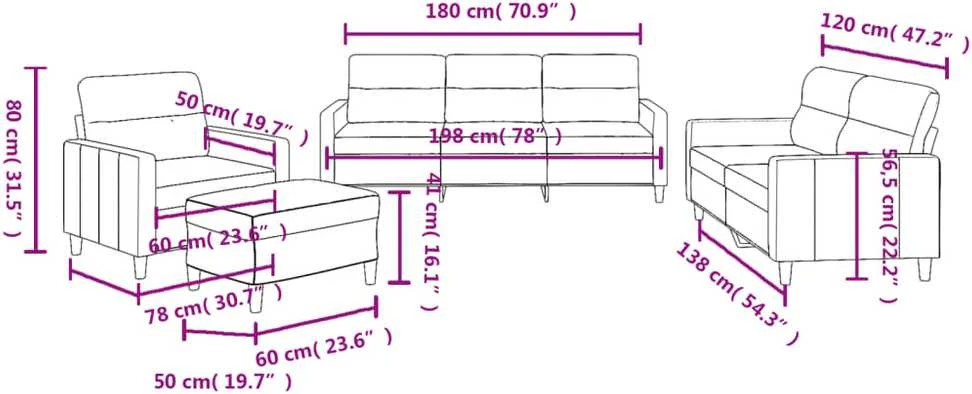 Sofa Sofos komplektas su pagalvėlėmis, 4 dalių, pilkas, audinys