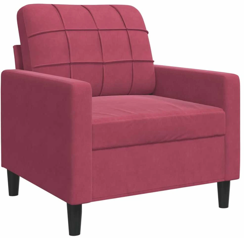Sofa Sofos komplektas su pagalvėlėmis, 4 dalių, vyno, aksomas
