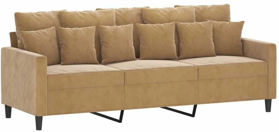 Sofa Sofos komplektas su pagalvėlėmis, 4 dalių, rudas, aksomas