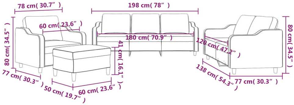 Sofa Sofos komplektas su pagalvėlėmis, 4 dalių, geltonas, audinys