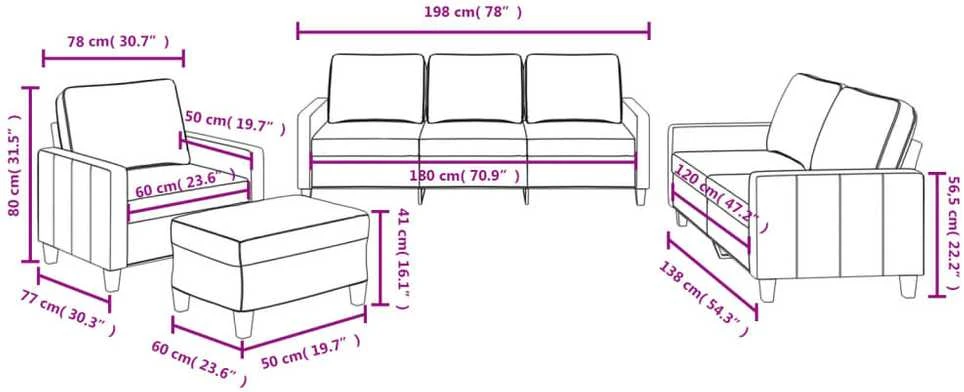 Sofa Sofos komplektas su pagalvėlėmis, 4 dalių, taupe, audinys