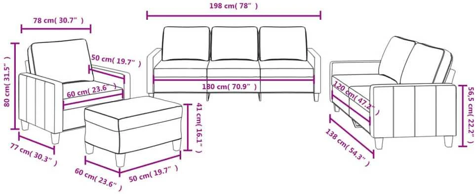 Sofa Sofos komplektas su pagalvėlėmis, 4 dalių, pilkas, audinys