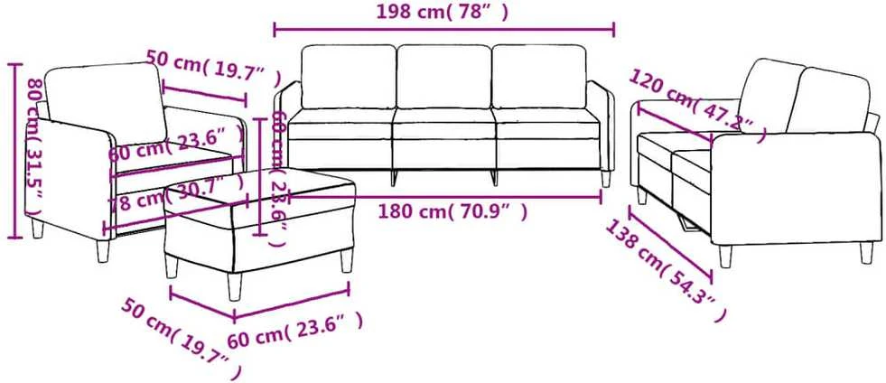 Sofa Sofos komplektas su pagalvėlėmis, 4 dalių, geltonas, audinys