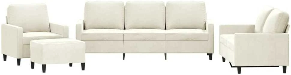 Sofa Sofos komplektas su pagalvėlėmis, 4 dalių, kreminis, aksomas