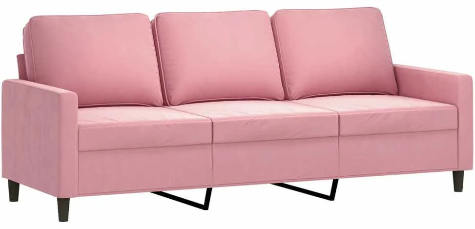 Sofa Sofos komplektas su pagalvėlėmis, 4 dalių, rožinis, aksomas