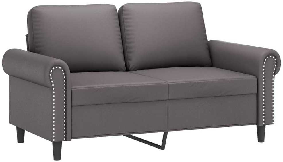 Sofa Sofos komplektas su pagalvėmis, 2 dalių, pilkas, dirbtinė oda