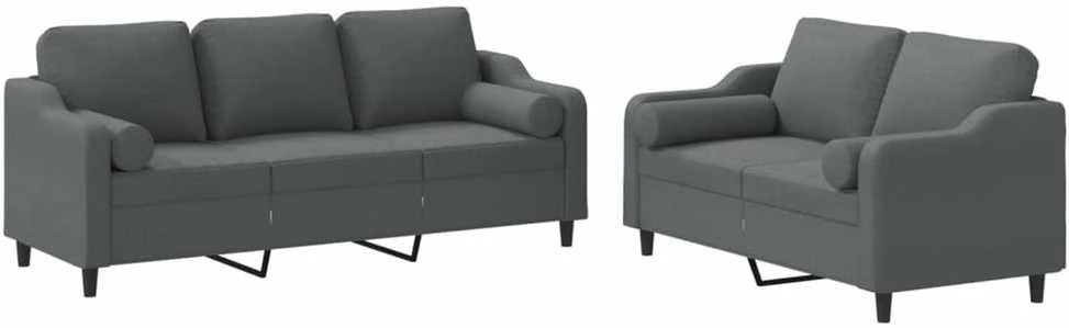 Sofa Sofos komplektas su pagalvėmis, 2 dalių, pilkas, audinys