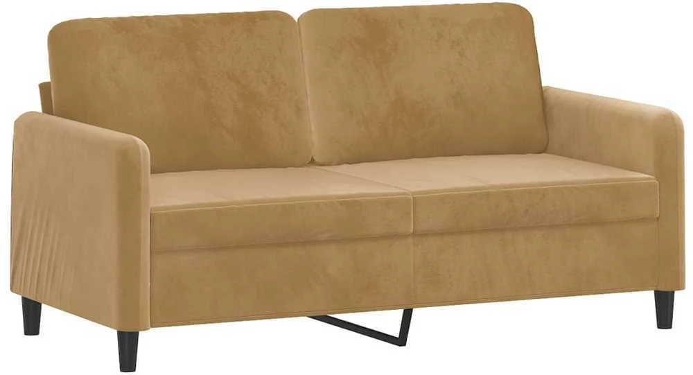 Sofa Sofos komplektas su pagalvėmis, 2 dalių, rudas, aksomas