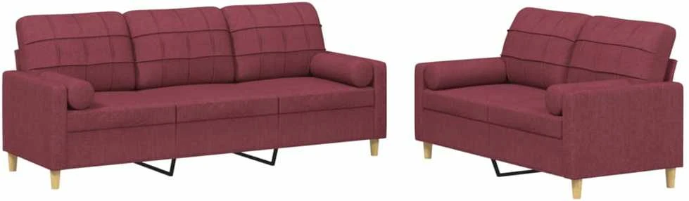 Sofa Sofos komplektas su pagalvėmis, 2 dalių, vyno, audinys