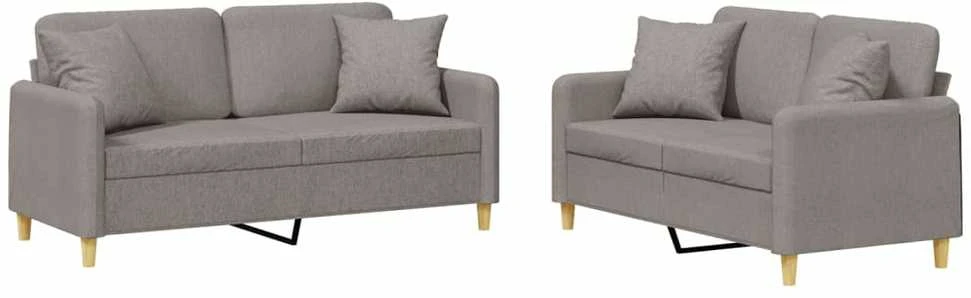 Sofa Sofos komplektas su pagalvėmis, 2 dalių, taupe, audinys