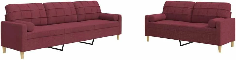 Sofa Sofos komplektas su pagalvėmis, 2 dalių, vyno, audinys