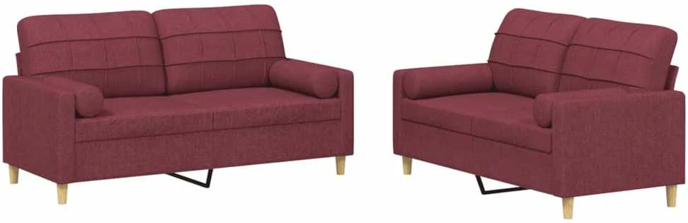 Sofa Sofos komplektas su pagalvėmis, 2 dalių, vyno, audinys