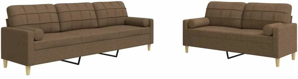 Sofa Sofos komplektas su pagalvėmis, 2 dalių, rudas, audinys