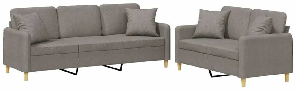 Sofa Sofos komplektas su pagalvėmis, 2 dalių, taupe, audinys