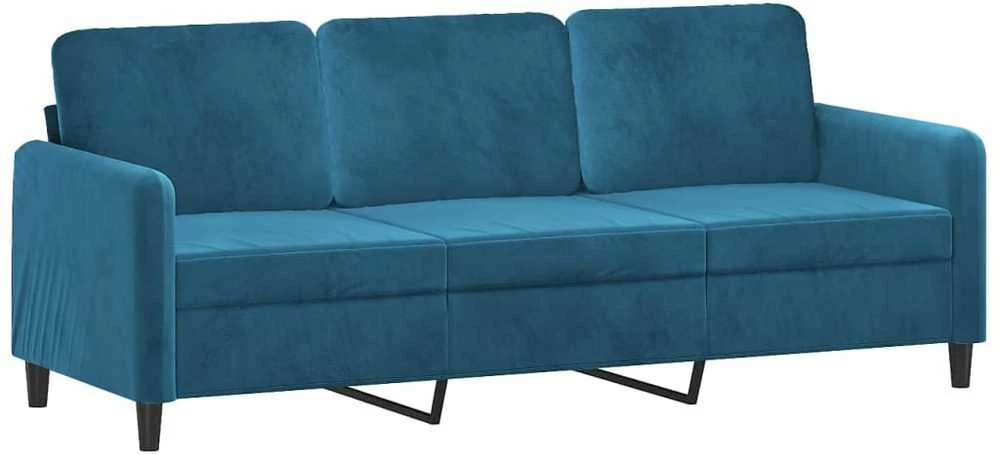 Sofa Sofos komplektas su pagalvėmis, 2 dalių, mėlynas, aksomas