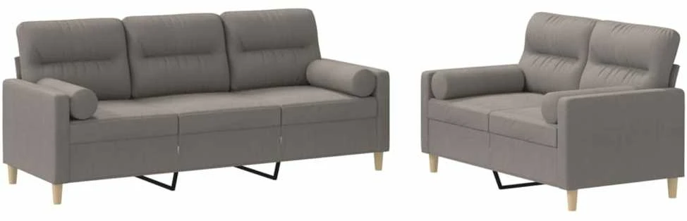 Sofa Sofos komplektas su pagalvėmis, 2 dalių, taupe, audinys