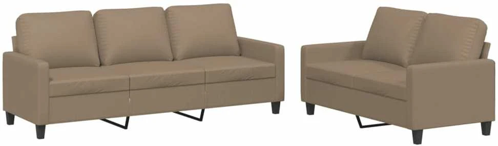 Sofa Sofos komplektas su pagalvėmis, 2 dalių, kapučino, dirbtinė oda
