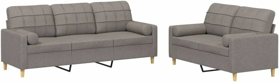 Sofa Sofos komplektas su pagalvėmis, 2 dalių, taupe, audinys