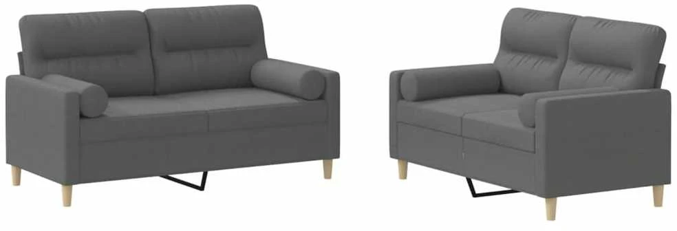 Sofa Sofos komplektas su pagalvėmis, 2 dalių, pilkas, audinys