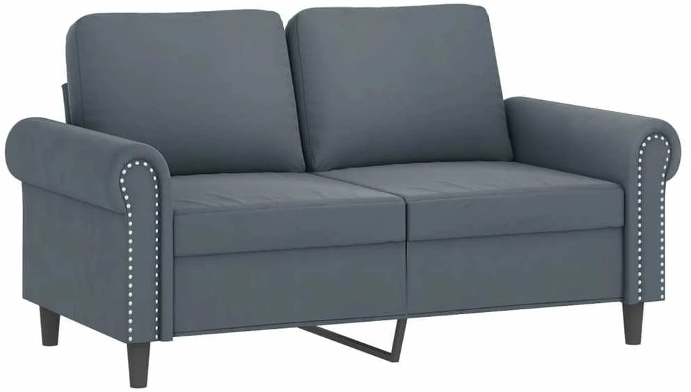 Sofa Sofos komplektas su pagalvėmis, 2 dalių, pilkas, aksomas