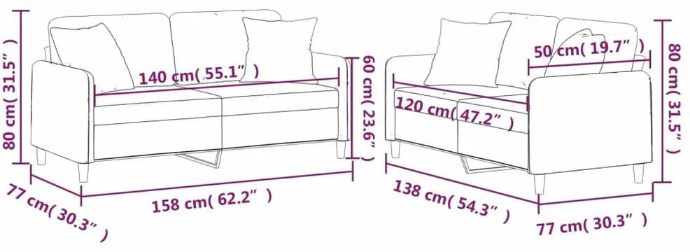 Sofa Sofos komplektas su pagalvėmis, 2 dalių, taupe, audinys