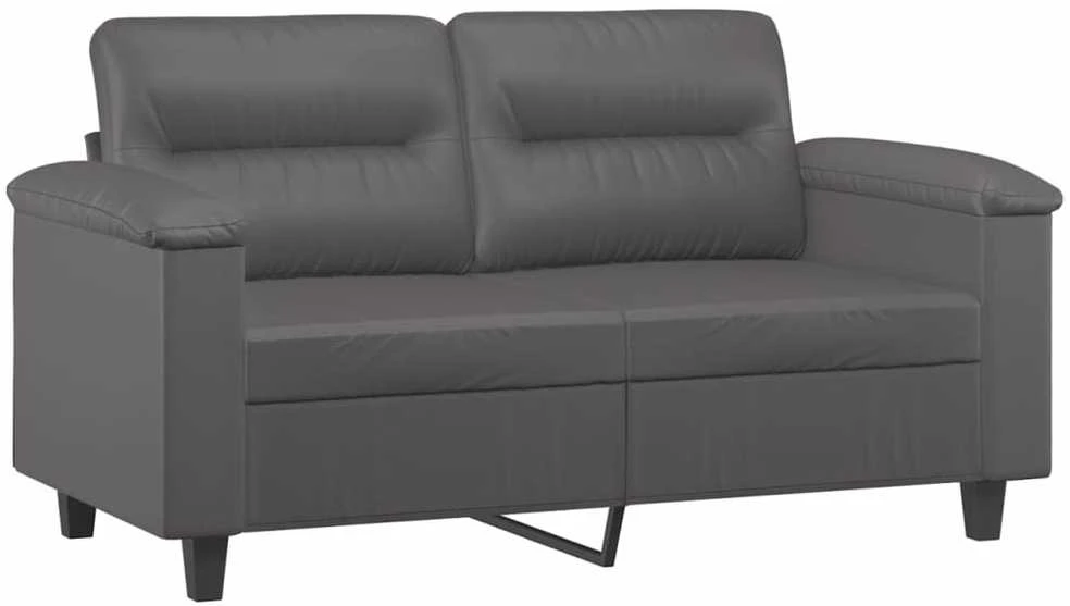 Sofa Sofos komplektas su pagalvėmis, 2 dalių, pilkas, dirbtinė oda