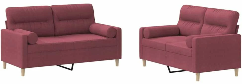 Sofa Sofos komplektas su pagalvėmis, 2 dalių, vyno, audinys
