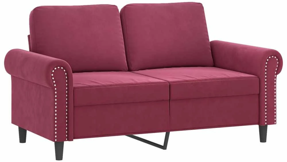 Sofa Sofos komplektas su pagalvėmis, 2 dalių, vyno, aksomas
