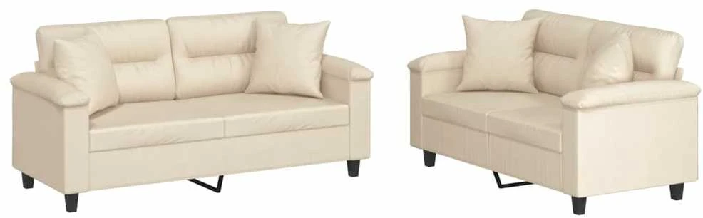 Sofa Sofos komplektas su pagalvėmis, 2 dalių, smėlio, audinys