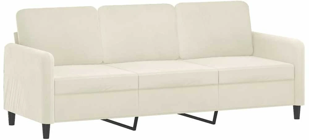 Sofa Sofos komplektas su pagalvėmis, 2 dalių, kreminis, aksomas