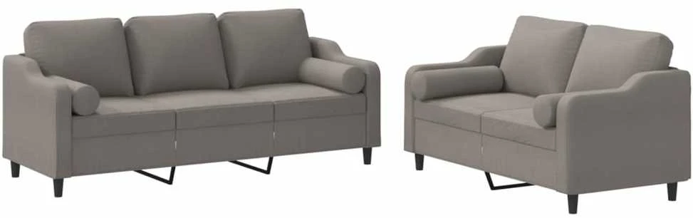 Sofa Sofos komplektas su pagalvėmis, 2 dalių, taupe, audinys