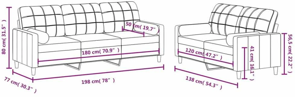 Sofa Sofos komplektas su pagalvėmis, 2 dalių, geltonas, audinys