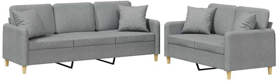 Sofa Sofos komplektas su pagalvėmis, 2 dalių, pilkas, audinys