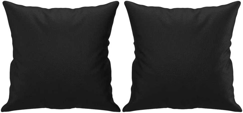 Sofa Sofos komplektas su pagalvėmis, 2 dalių, juodas, dirbtinė oda