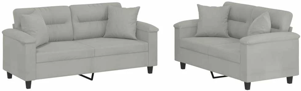 Sofa Sofos komplektas su pagalvėmis, 2 dalių, pilkas, audinys