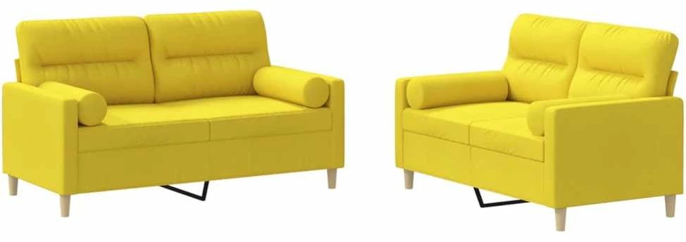 Sofa Sofos komplektas su pagalvėmis, 2 dalių, geltonas, audinys