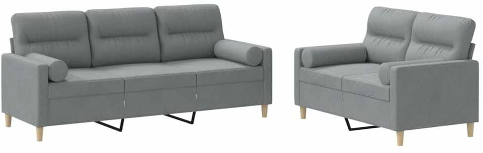 Sofa Sofos komplektas su pagalvėmis, 2 dalių, pilkas, audinys