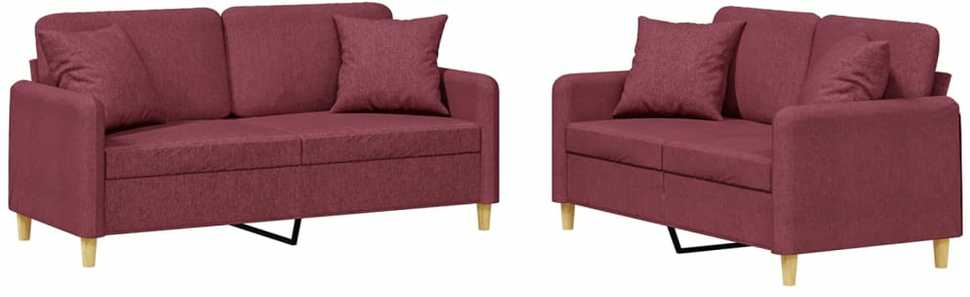 Sofa Sofos komplektas su pagalvėmis, 2 dalių, vyno, audinys
