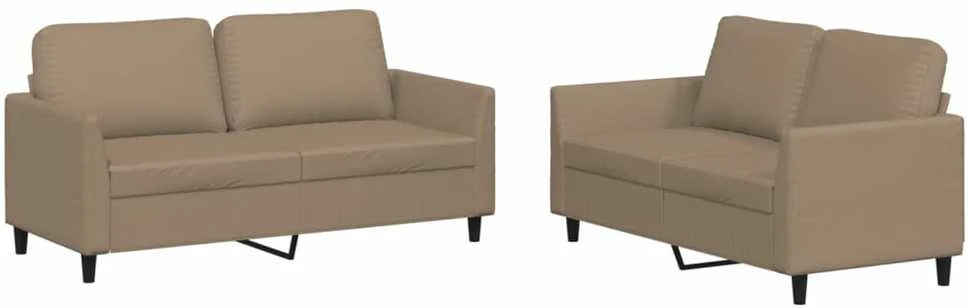 Sofa Sofos komplektas su pagalvėmis, 2 dalių, kapučino, dirbtinė oda