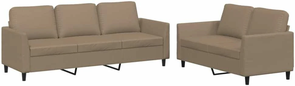 Sofa Sofos komplektas su pagalvėmis, 2 dalių, kapučino, dirbtinė oda